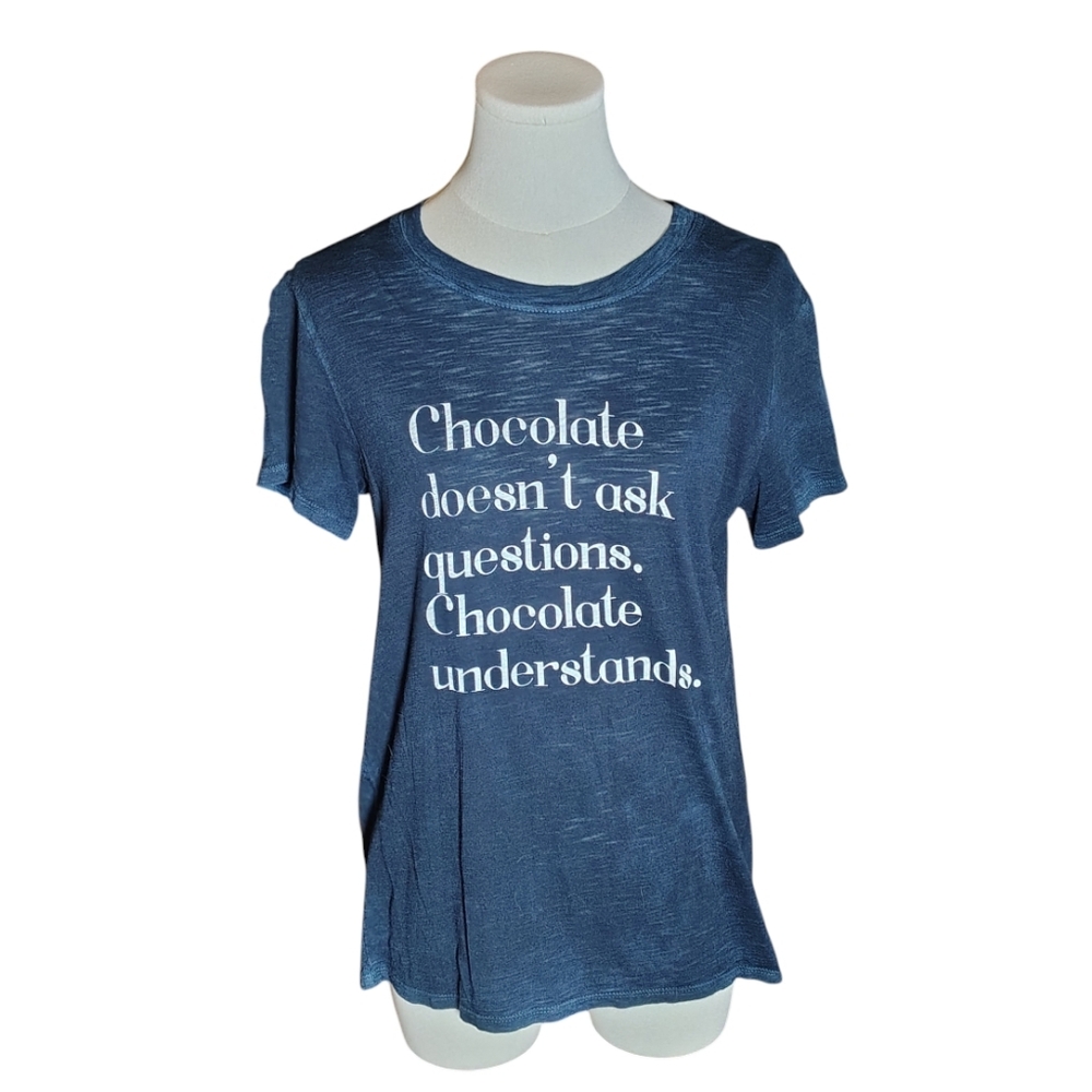 Tyler Jacobs Feel The Piece Burn Out Navy Blue Chocolate Tee Size Small
